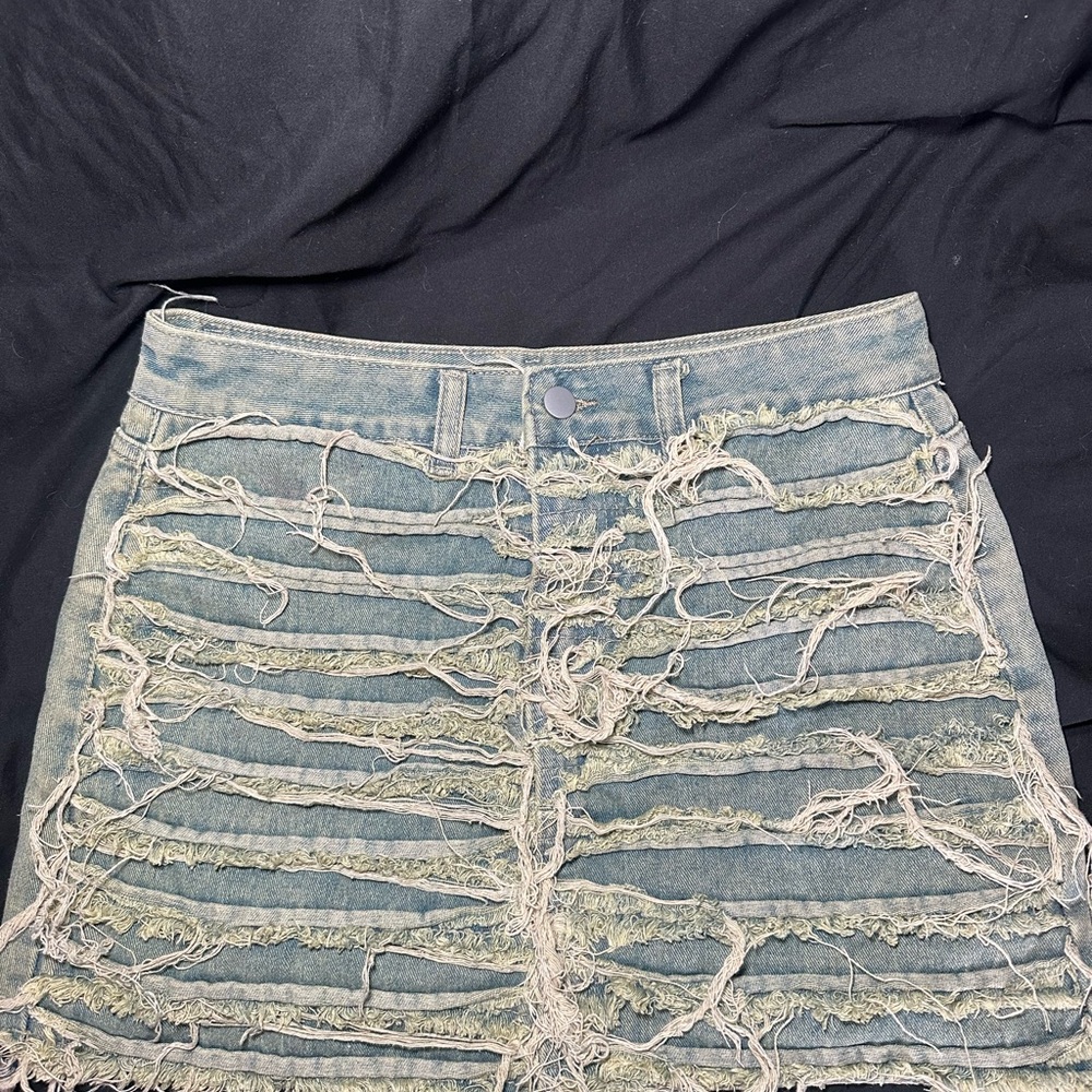 Blue Mini Pencil Skirt with Cut Out for Casual Night Out